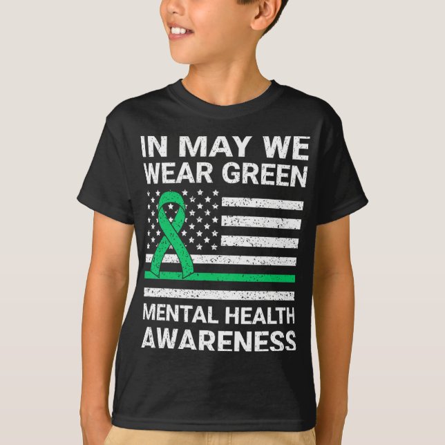 Bär Grön Medvetenhet Om Mental Hälsa T Shirt (Framsida)