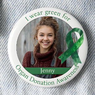 Bär Grönt för Medvetenhet om Organ Donation Foto Knapp