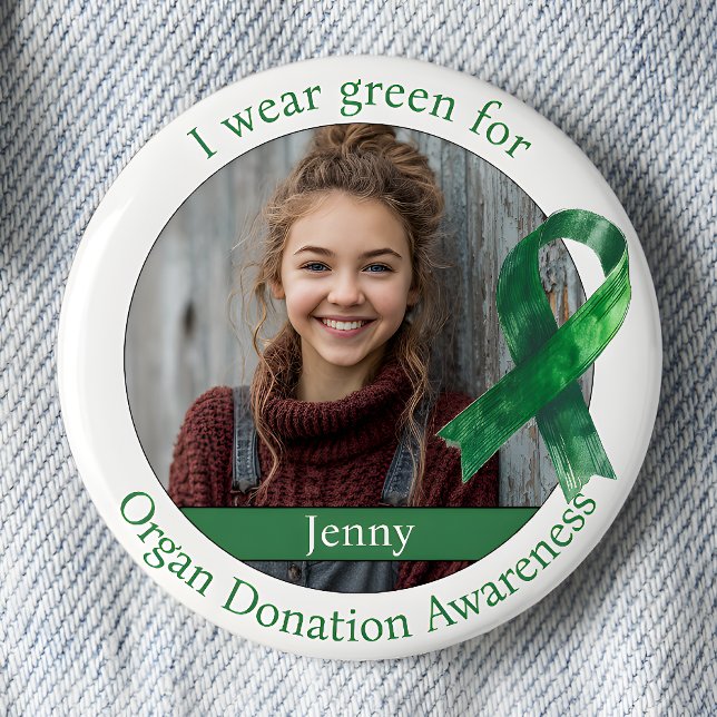 Bär Grönt för Medvetenhet om Organ Donation Foto Knapp (Skapare uppladdad)