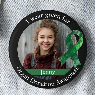 Bär Grönt för Medvetenhet om Organdonation Foto Knapp