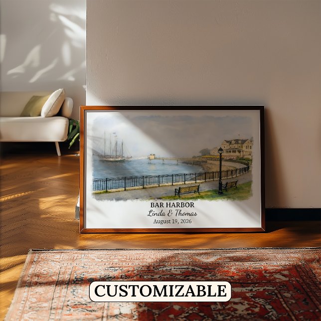 Bar Harbor Maine Affisch, Akvarell, Anpassad Poster (Skapare uppladdad)
