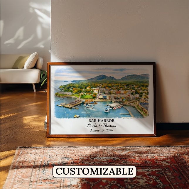 Bar Harbor Maine Affisch, Akvarell, Anpassad Poster (Skapare uppladdad)