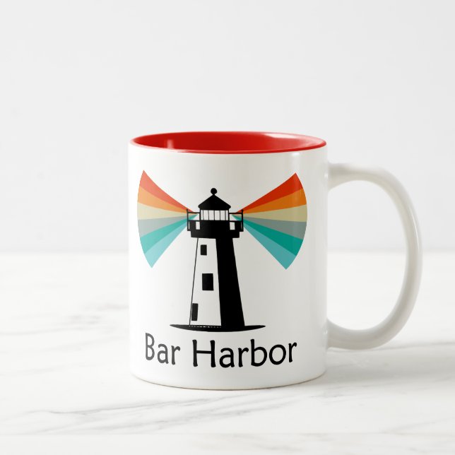 Bar Harbor Maine fyr Regnbåge Två-Tonad Mugg (Höger)