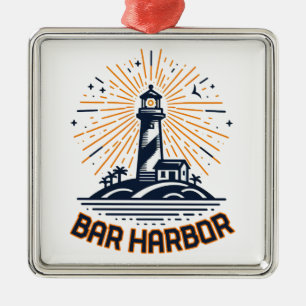 Bar Harbor Maine Fyrtorn Soluppgång Julgransprydnad Metall