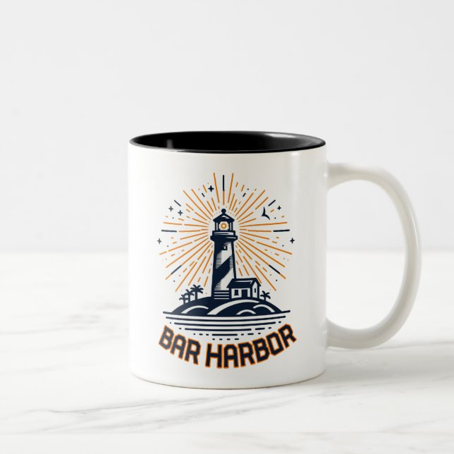 Bar Harbor Maine Fyrtorn Soluppgång Två-Tonad Mugg (Höger)