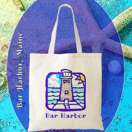 Bar Harbor Maine Lighthouse and Ocean Waves Bag Tygkasse
