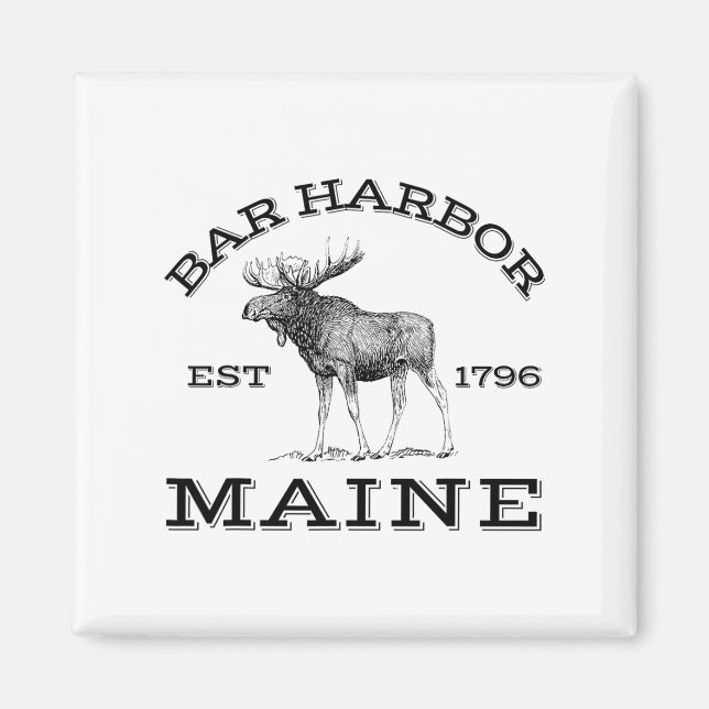 Bar Harbor Maine Moose Hiking Outdoors Acadia Nati Magnet (Framsidan)
