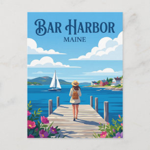 Bar Harbor USA översätts till "Bar Harbor USA", ef Vykort
