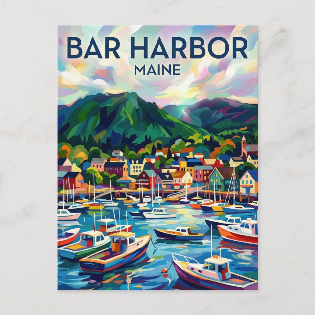 Bar Harbor USA översätts till "Bar Harbor USA", ef Vykort (Framsida)