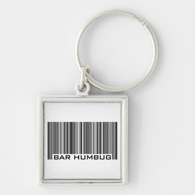 Bar Humbug - Julpresent Fyrkantig Silverfärgad Nyckelring (Framsidan)