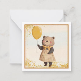 Bär i Gult Pput-reson med Gult Balloon Anteckningskort