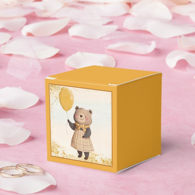 Bär i Gult Pput-reson med Gult Balloon Presentaskar (Bröllop)