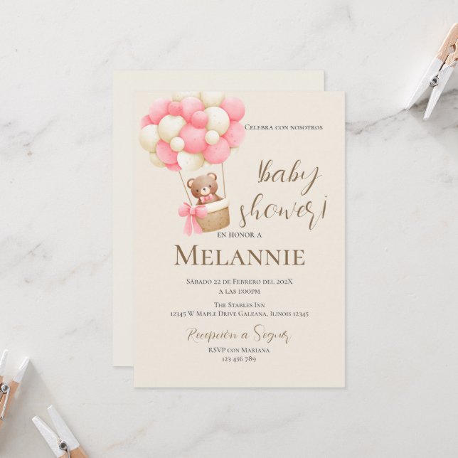 Bär inbjudan till spansk babyvisningsprogram (Fram/Back In Situ)
