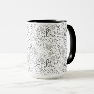 Bär Jordgubb Körsbär Svart Handritad Modern. Mugg