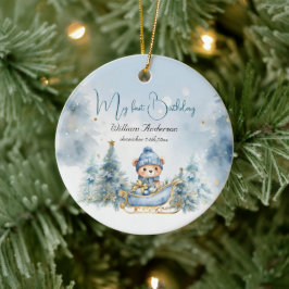 Bär jul en första födelsedag Vinter Julgransprydnad Keramik