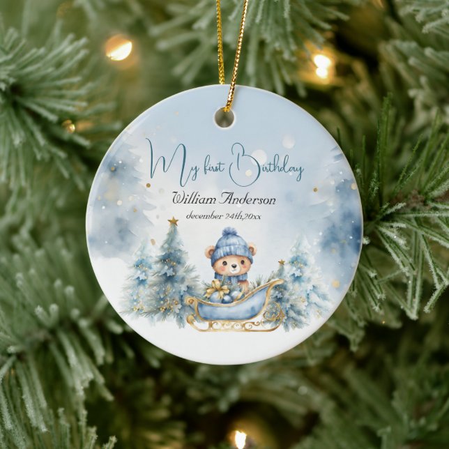 Bär jul en första födelsedag Vinter Julgransprydnad Keramik (Träd)