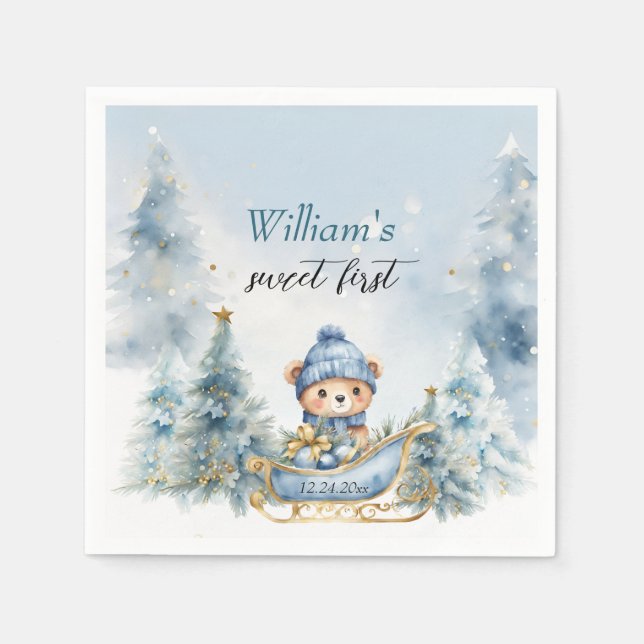 Bär jul en första födelsedag Vinter Pappersservett (Framsidan)