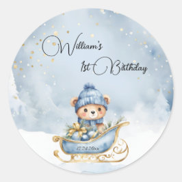 Bär jul en första födelsedag Vinter Runt Klistermärke