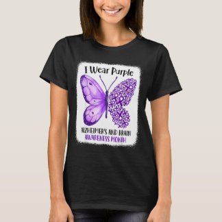 Bär lila alzheimers och hjärnmedvetenhet månad t shirt
