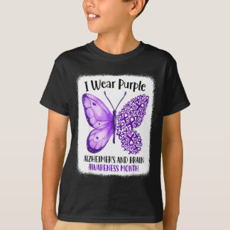 Bär lila alzheimers och hjärnmedvetenhetsmånad t shirt