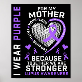 Bär lila för mamma Lupus medvetenhet band hjärta Poster