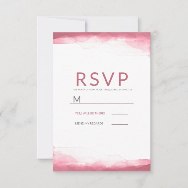 Bär Lila Rosa Akvarell Modern Bröllop RSVP OSA Kort (Framsida)