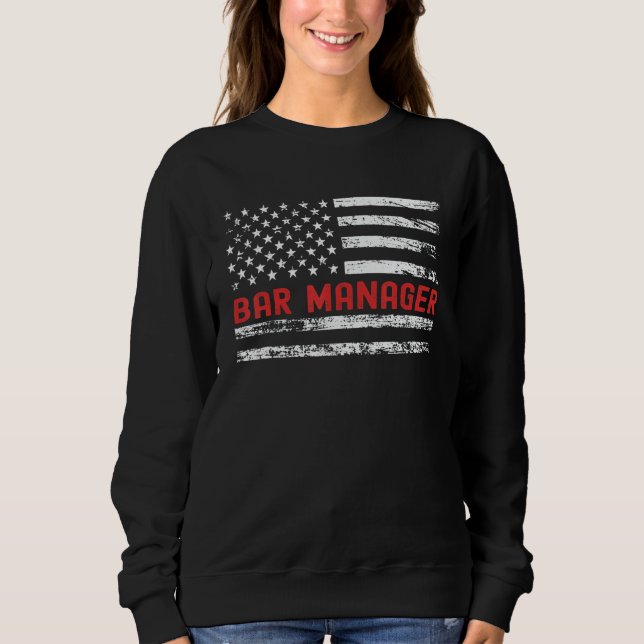 Bar Manager USA Flag Profession Retro Job Title T Shirt (Framsida)