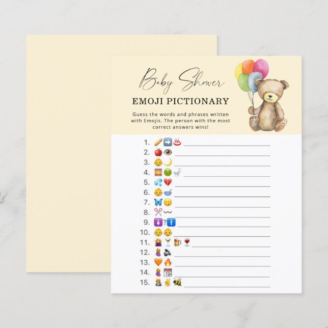 Bär med ballonger \ Emoji-piktilt (Fram/baksida)