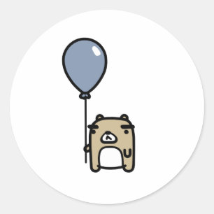 Bär med blå ballong runt klistermärke