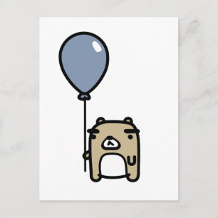 Bär med blå ballong vykort