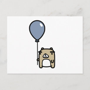 Bär med blå ballong vykort