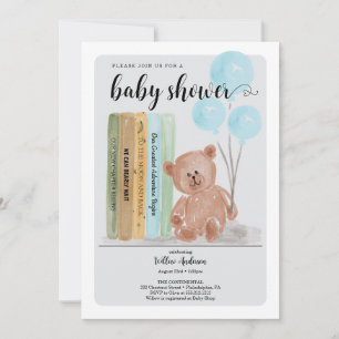 Bär med Bokar Barly Wait Boy Baby Shower Inbjudningar