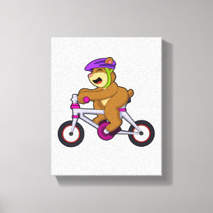 Bär med cykel och hjälm canvastryck