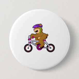 Bär med cykel och hjälm knapp