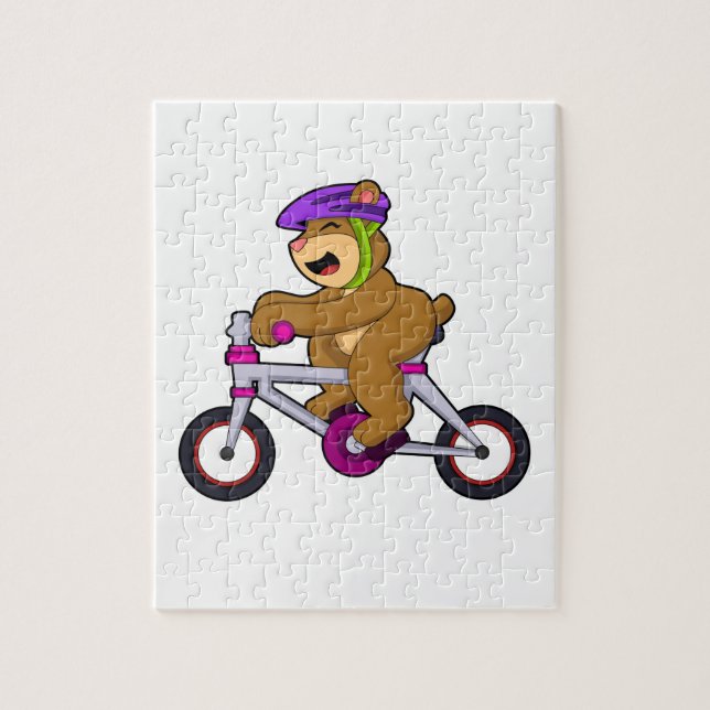 Bär med cykel och hjälm pussel (Vertikal)
