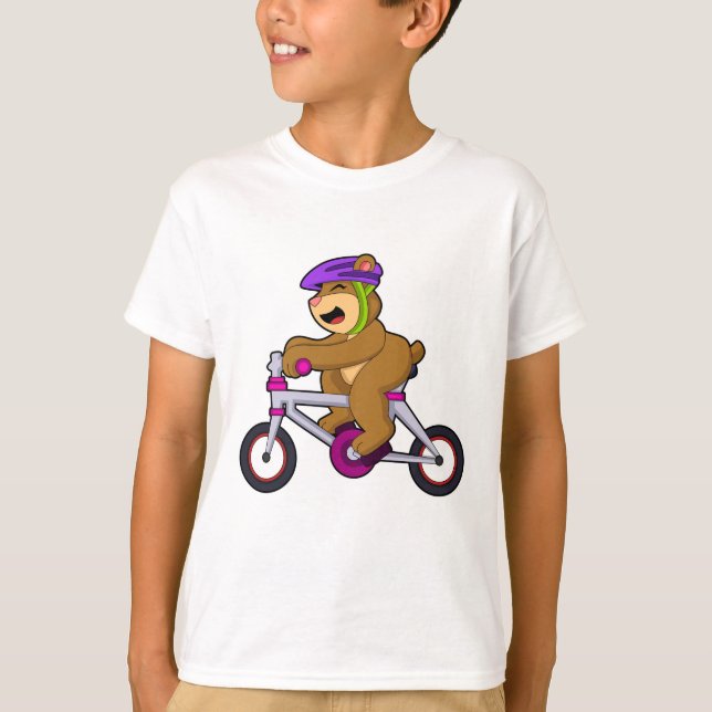 Bär med cykel och hjälm t shirt (Framsida)
