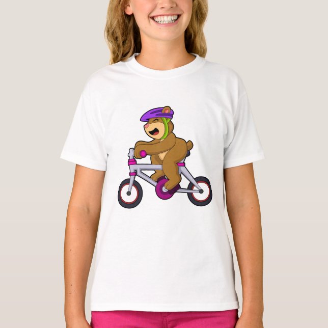 Bär med cykel och hjälm t shirt (Framsida)