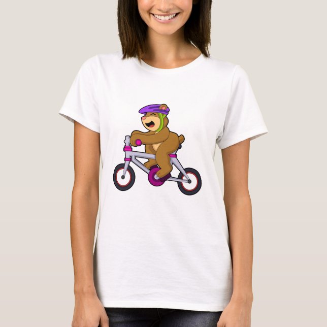 Bär med cykel och hjälm t shirt (Framsida)