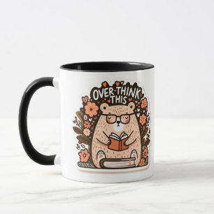 Bär med glasögon - "övertänka det här" Quirk Journ Mugg