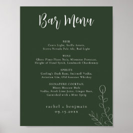 Bar Meny Bröllop Sage Grön Botanisk Minimal Poster