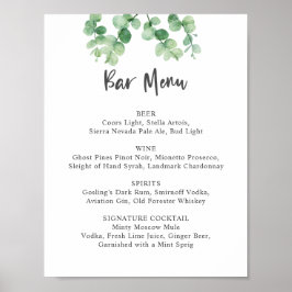 Bar Meny Eukalyptus Bröllop Botanisk Grönska Poster