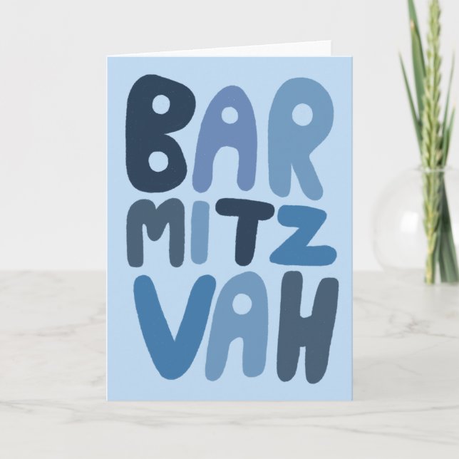 BAR MITZVAH Anpassningsbara Moderna Bubbelbokstäve Kort (Framsida)