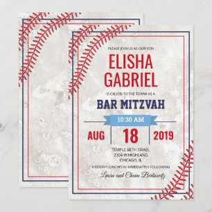 Bar Mitzvah Baseboll Vintage Grunge Inbjudan