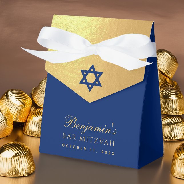 Bar Mitzvah Blue Star of David Faux Gold Religious Presentaskar (Skapare uppladdad)