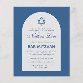 Bar Mitzvah Budget Klassisk Blå Båge Inbjudan
