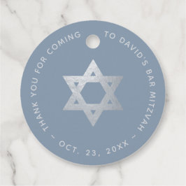 Bar Mitzvah dammgrå & falskt silver davidstjärna Gåvor Etiketter