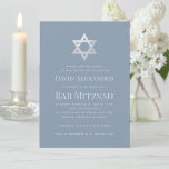 Bar Mitzvah Dammig Blå Falskt Silver Davidsstjärna Inbjudningar<br><div class="desc">En dammig blå och silver bar mitzvah-inbjudan vars enda dekoration är den falska silverfolie-Davidsstjärnan i den övre delen (och på baksidan). All text är i ljust grå versaler och kan redigeras. Bakgrunden är dammig blå.</div>