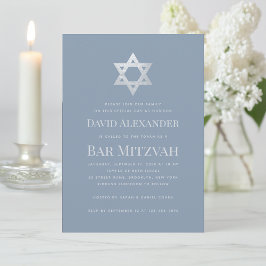 Bar Mitzvah Dammig Blå Falskt Silver Davidsstjärna Inbjudningar