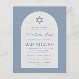 Bar Mitzvah Dammt Blå Båge Stjärna Budget Inbjudan