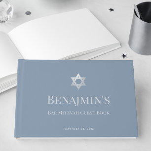 Bar Mitzvah Dammt Blå Falskt Silver Davidsstjärna Gästböcker